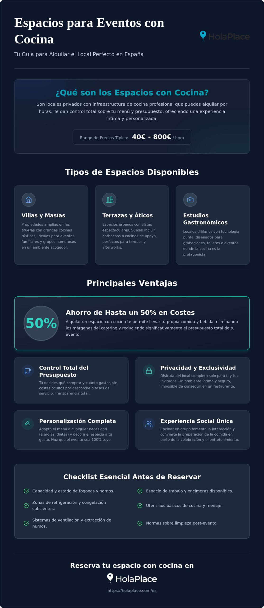 Espacios para eventos con cocina: Guía de alquiler 2026